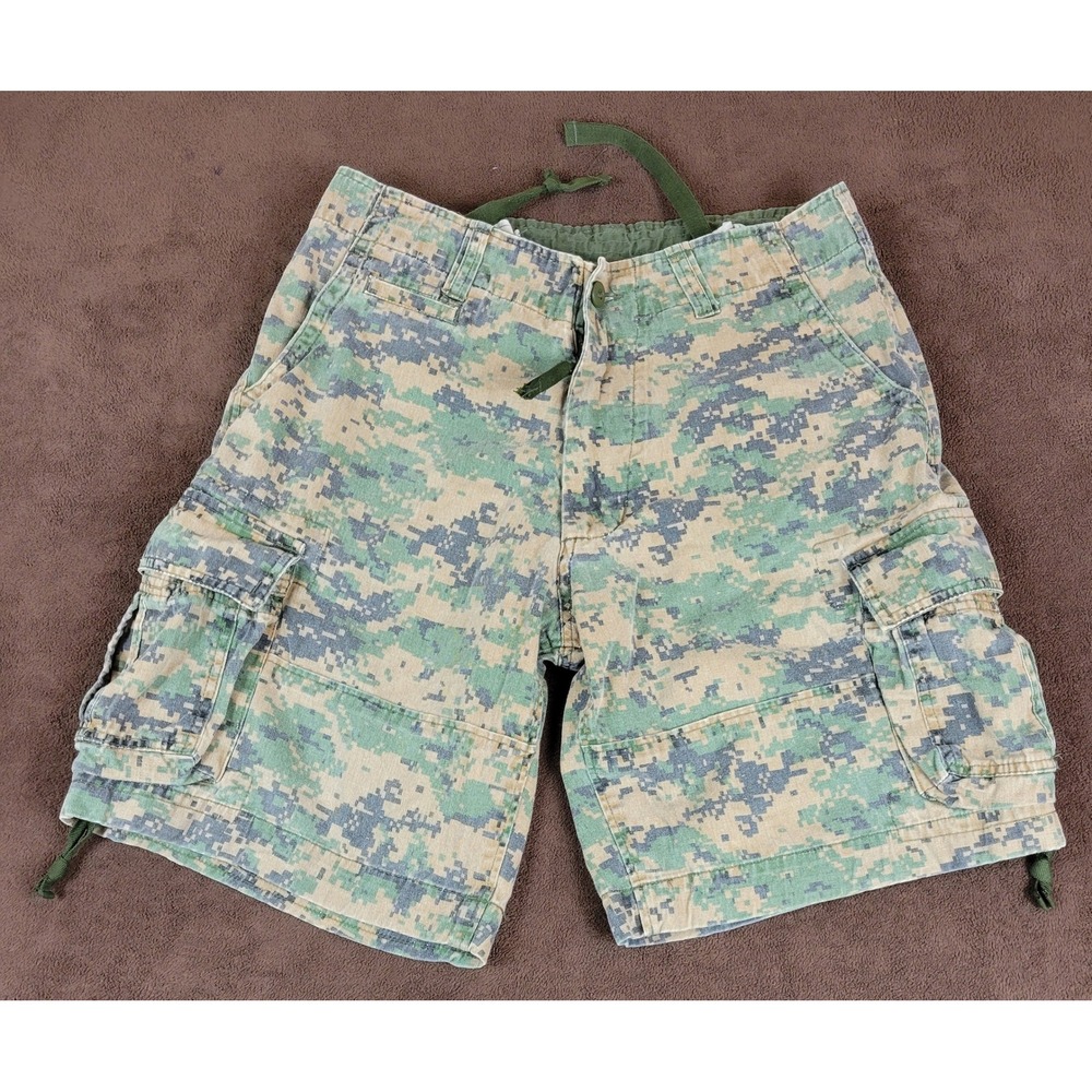 Rothco Infantry Utility Shorts Mens Small Digital Camo Cargo Cotton Green Brown